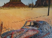 Desoto nel deserto acquerello 50X70
