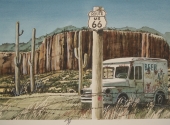 Ice cream vagon on Route 66 acquerello 35X50
